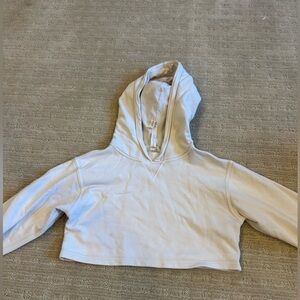 Off-white cropped 
athletic hoodie
